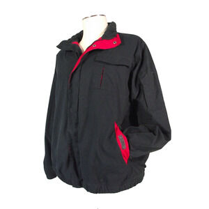 Chaps Ralph Lauren Jacket Men's Medium Blue Red Ski Winter Full Zip Fleece Lined
